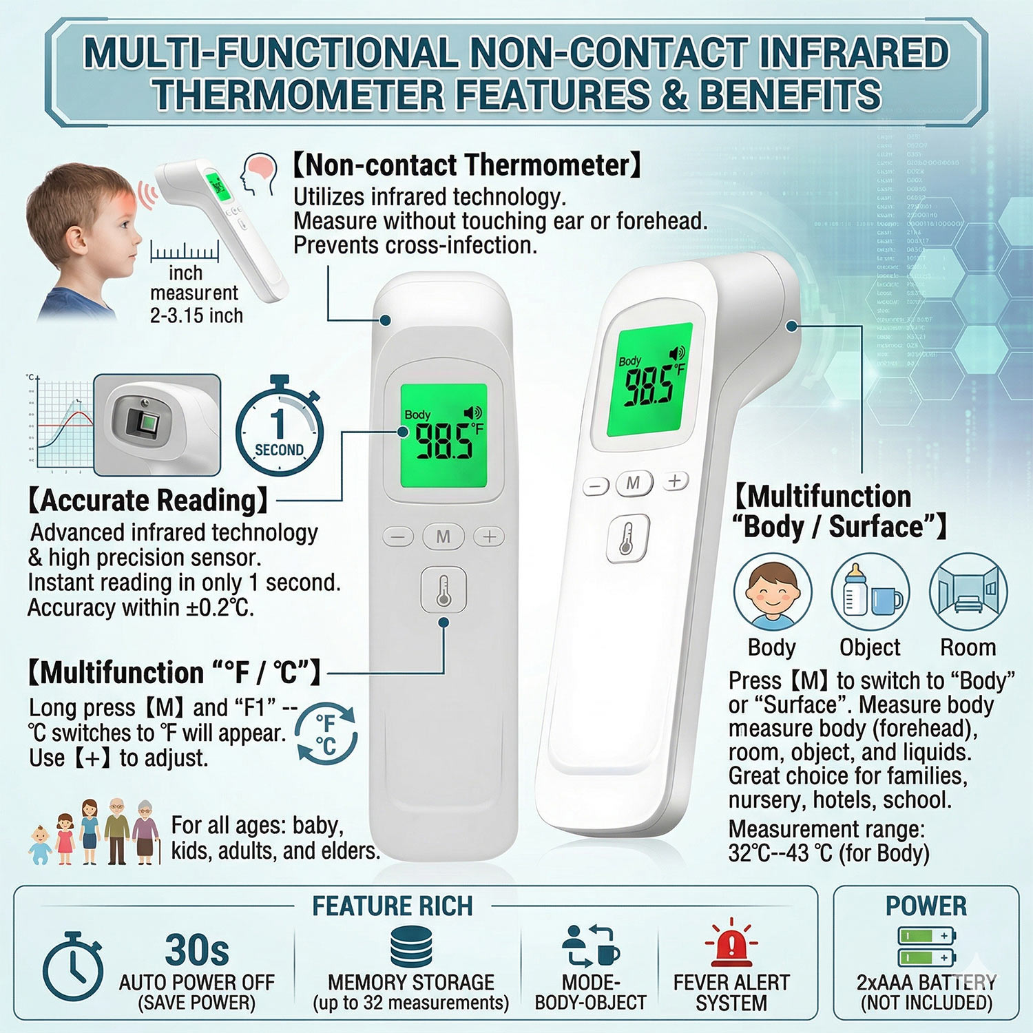 Termometro Senza Contatto per  - Digital Thermometer Infrared recensione e prezzo